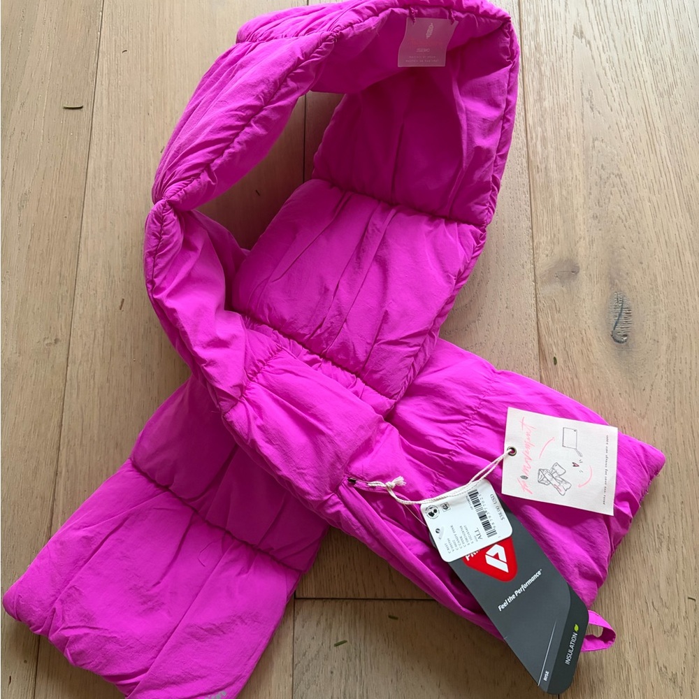 Free People Pink Puffer Scarf